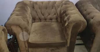Brown velvet custom made sofa set