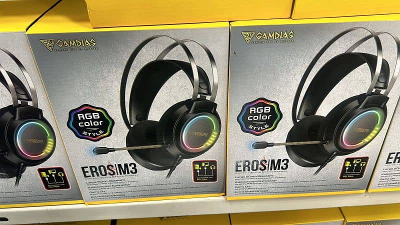 Gamdias Eros  RGB Gaming Headphones Stereo Sound Hi Fi Bass with Stand 0