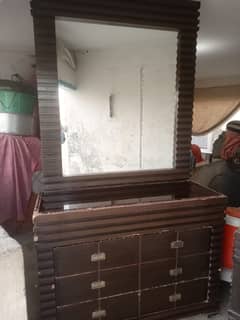 Dressing Mirror Table With 3 Drawers | Brown Color