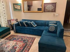 Teal Blue L Shape Sofa