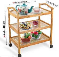 sheesham wooden tea trolley,with transparent glass.