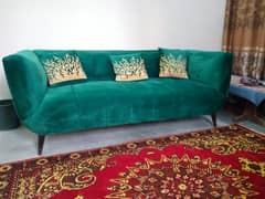06 seater sofa set Velvet green color