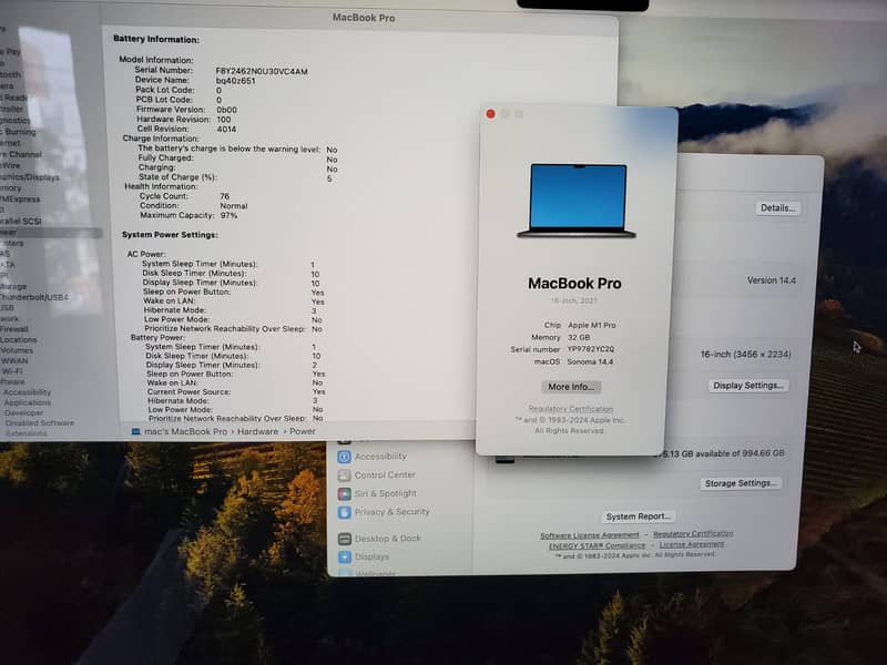 CTO Macbook M1 Pro 2021, 16", 32Gb Ram, 1Tb Ssd 2