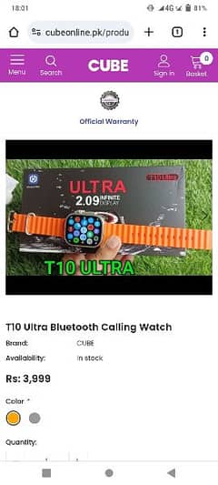 T10 ultra smart watch just 1 week used