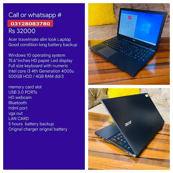 Lenovo G560 corei5 Laptop 4gb ram 320gb hard 15.6 display numpad 12