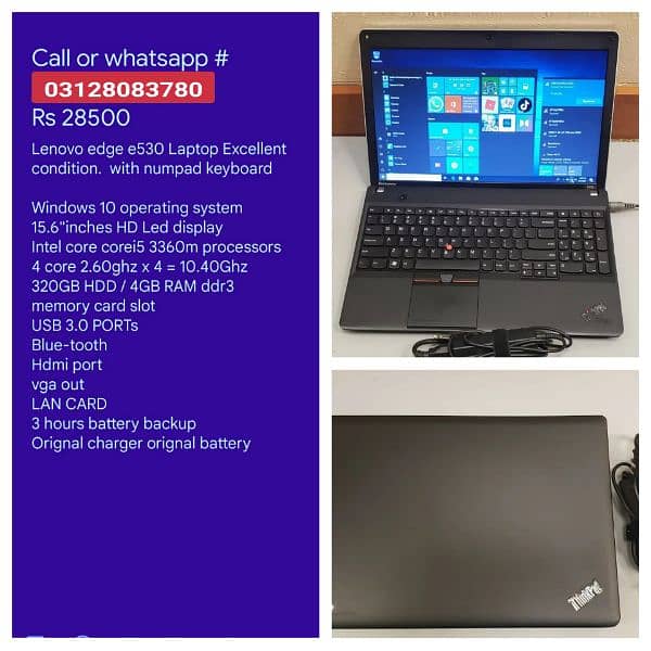 Lenovo G560 corei5 Laptop 4gb ram 320gb hard 15.6 display numpad 13