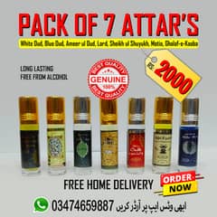 Pack of 7 Long Lasting Alcohol Free Attar's