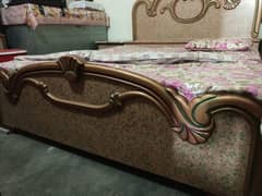 Double Bed with Mattress /side Table Dressing table & Almari