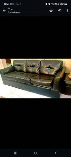 Black leather 7 seater sofa set