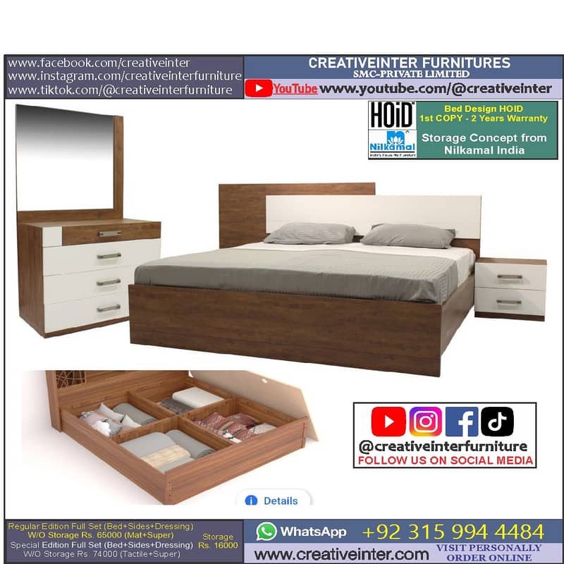 Double Bed Set Full King Size Dressing Almari Single Home Furniture 4