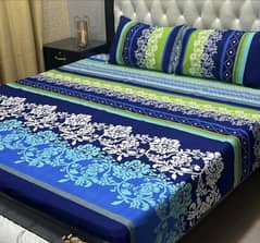 Crystal Cotton Printed Double Bed Sheet With (2) Two Pillow Cover