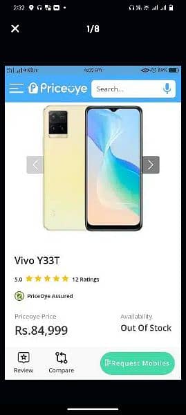 vivo y33t 8+4/128 Best model of vivo 1