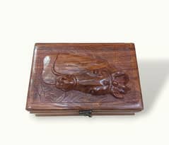 Handmade Carved Jewellery Box, Wooden Makeup And Jewellery Storage Box