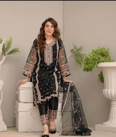 BEAUTIFUL & ELEGANT! Embroidered Organza Suit - 3 Pcs - Order Now!