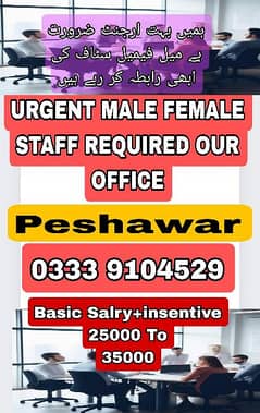 urgent male female required 0333 9104529