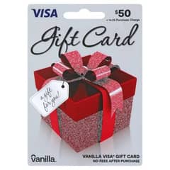 $50 Vanilla Visa Gift Card From USA Pin Pack (Activated)