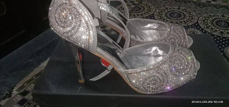 Bridal heels silver color 0