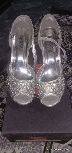 Bridal heels silver color 1