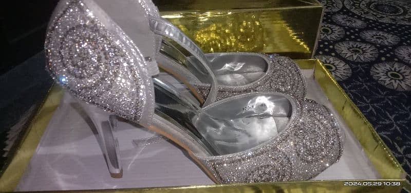 Bridal heels silver color 2