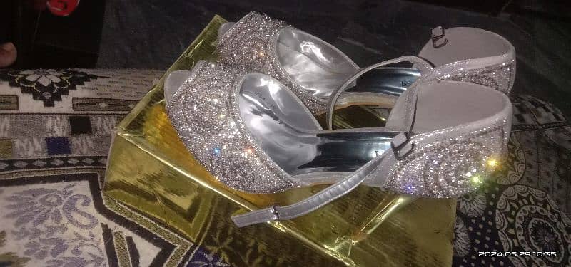 Bridal heels silver color 4