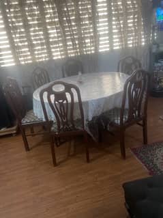 6 chairs and glass table