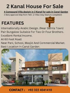 2 kanal Grey-structure House for sale (4 compound villas designed in 2 Kanal)