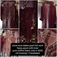 Full heavy work pure chiffon gown only 5000 with inneri