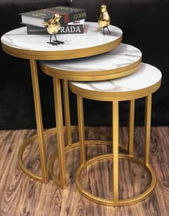 3 Pieces Round Coffee Table Set Nesting Table Set