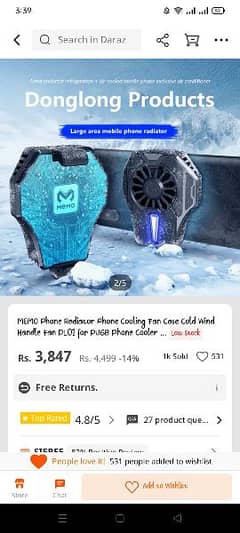 Memo Cooling fan for mobiles