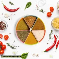 6 portions round colorful spice rack