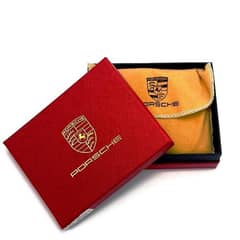 Men's Leather Plain Bifold Wallet Available in Ferrari & Porsche Logo