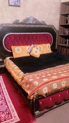 king size bed with 6 inches mattress and two side tables