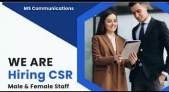 male and female CSR staff required for call center