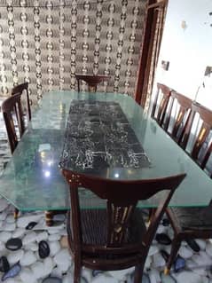 glass 8 chairs Dining table