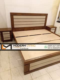 Stylish king size bed with 2 side tables