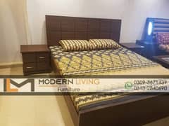 Stylish king size bed with 2 side tables