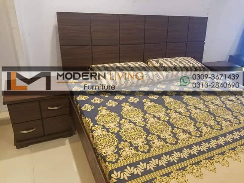 Stylish king size bed with 2 side tables 7