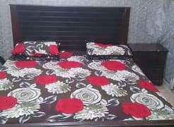 bed set with side tables and mattress