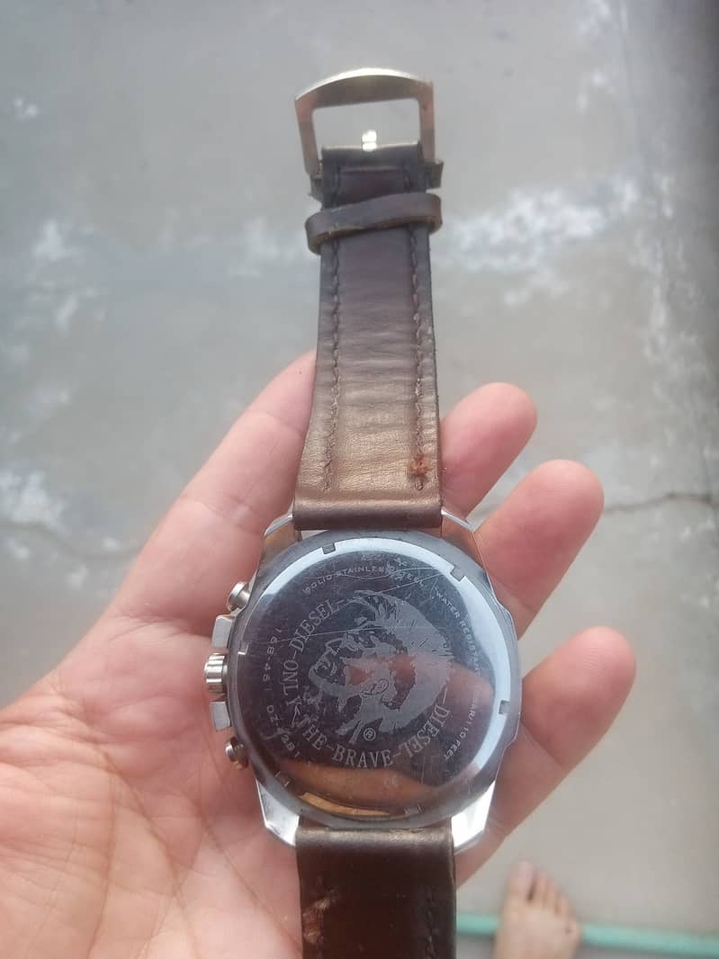 Diesel Mega Chief, only the brave wrist watch hand made leather stripe 2