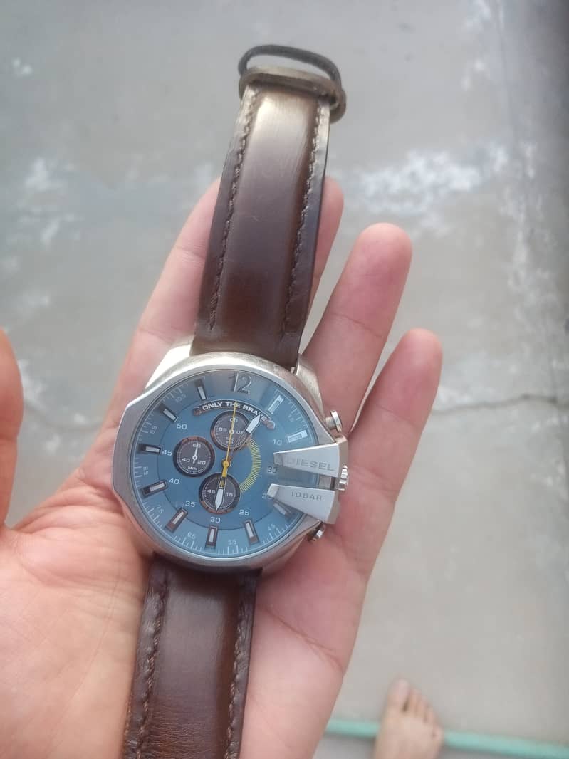 Diesel Mega Chief, only the brave wrist watch hand made leather stripe 4