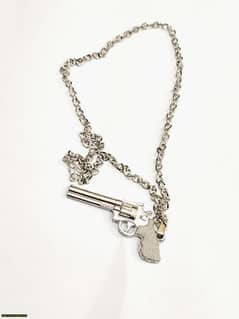 silver gun necklace