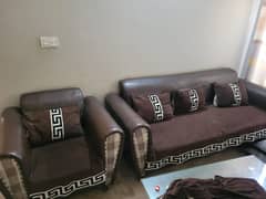 Used Furniture Sofa Set 7 Seater for sale with glass table