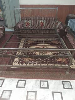 Iron bed 6.5 by 5.5 feet with 8 inch mattress