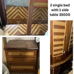 Bedroom Set: 2 Single Beds, Side Table, and Wardrobe - All You Need!