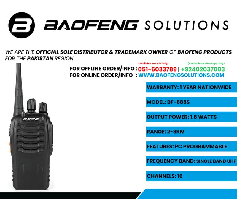 Walkie Talkie | Wireless Set Official Baofeng BF-888s Two Way Radio 0