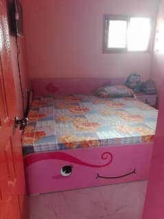 wooden bed and side table (lasani)