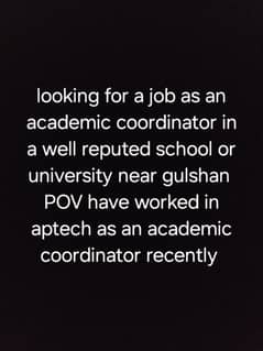 Searching a Job as an academic coordinator