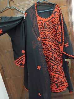 handmade aplic dress black and red