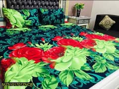 3 Pcs Cotton printed double bed sheet