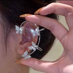 Sparkling Zircon Butterfly Ear Cuffs - Korean Non-Pierced Ear Climbers
